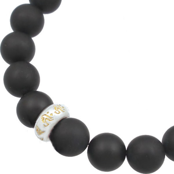 銀 - ゴールド 守護 梵字 シルバー マッドオニキスブレスレット