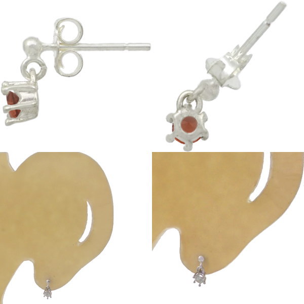 (1月)ガーネット スイング クラウン シルバーピアス 誕生石