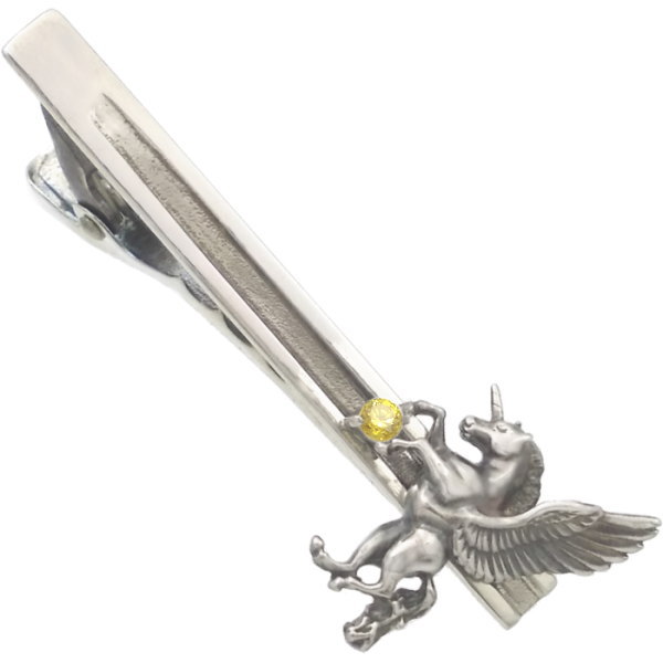 イエロージルコニア 有翼の ユニコーン シルバー925ネクタイピン 金運 開運 誕生石