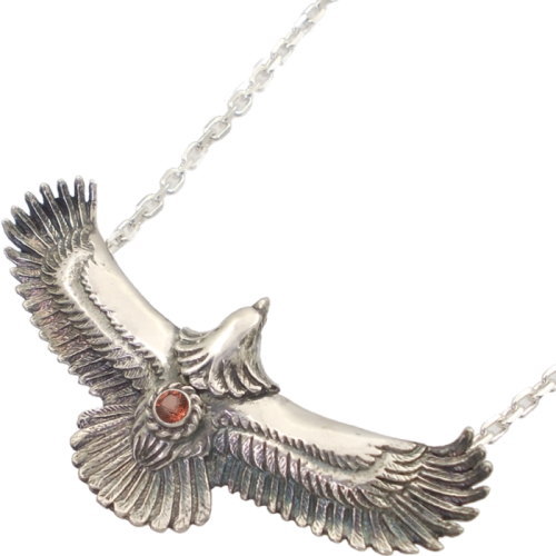 Pendant Tops - (1月)ガーネット イーグル シルバーペンダントトップ 誕生石
