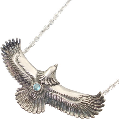 (11月)ブルートパーズ イーグル シルバーペンダントトップ 誕生石