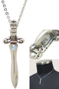 (3月)アクアマリン ダガー シルバーペンダントネックレス 誕生石 シルバー925 メンズ レディース アクセサリーの商品画像 3