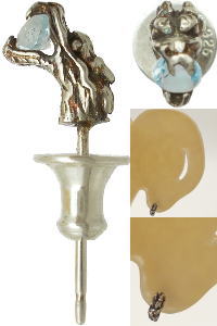 (11月)ブルートパーズ & ドラゴン シルバーピアス 誕生石