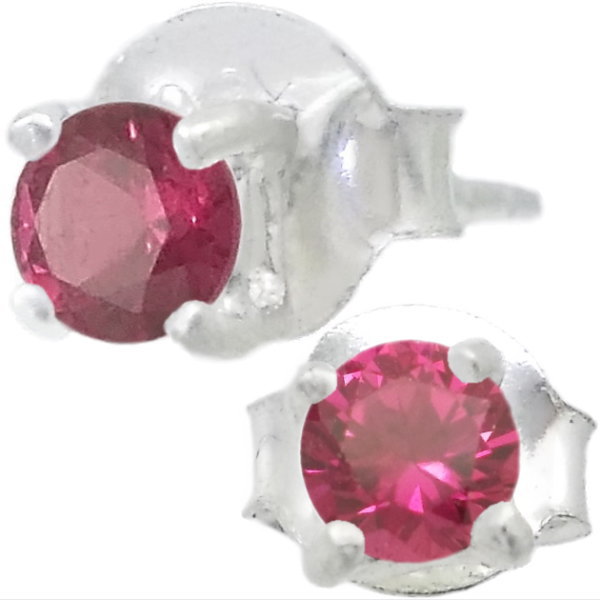 (7月)ルビー シンプル スタッド シルバーピアス(ペア) 誕生石