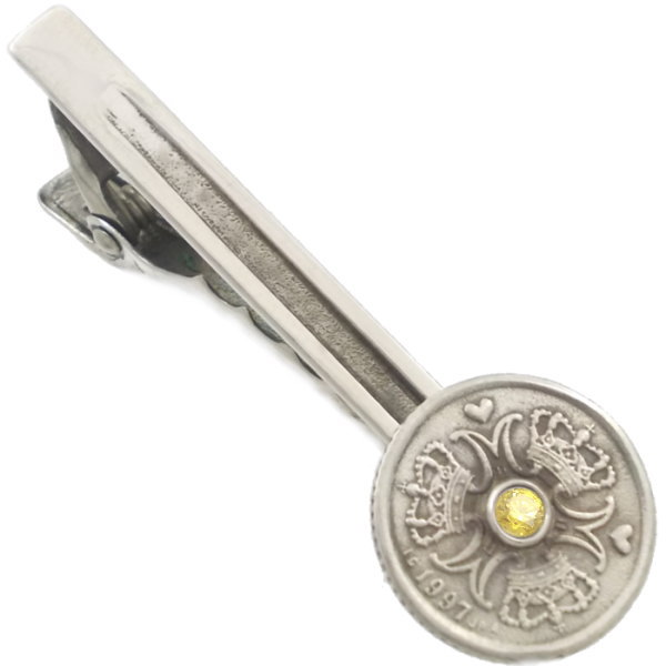 イエロージルコニア 1 クローネ コイン シルバー925ネクタイピン 金運 開運 誕生石