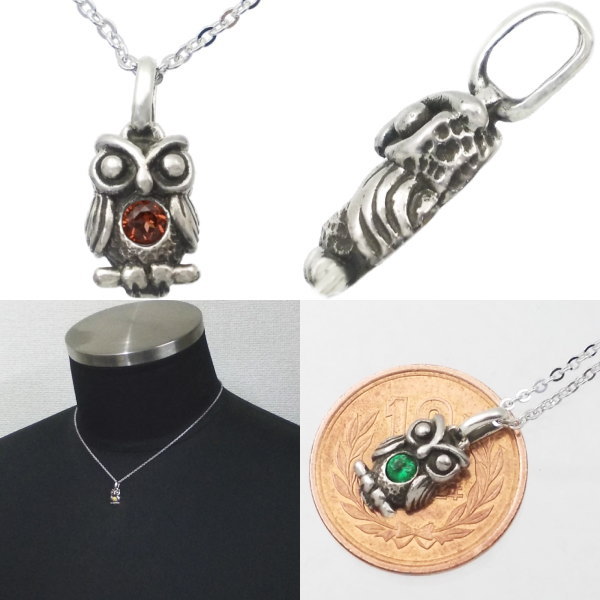 (1月)ガーネット ふくろう シルバーチャームネックレス 誕生石 シルバー925 メンズ レディース アクセサリーの商品画像 3