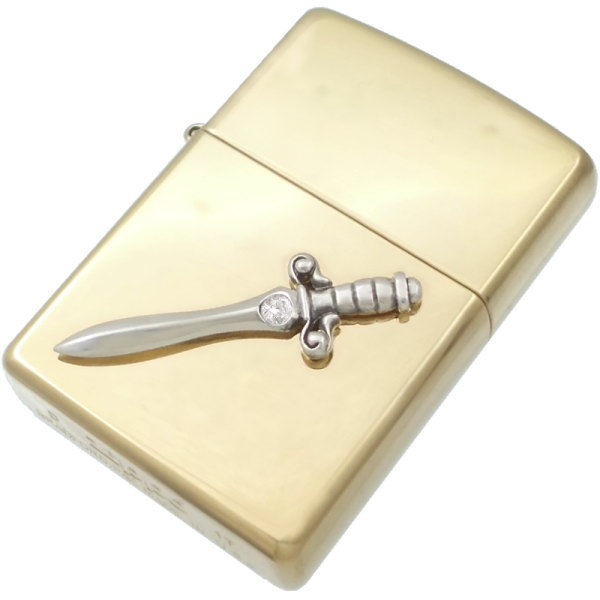 (4月)ジルコニア スラント ダガー ブラスジッポ 誕生石