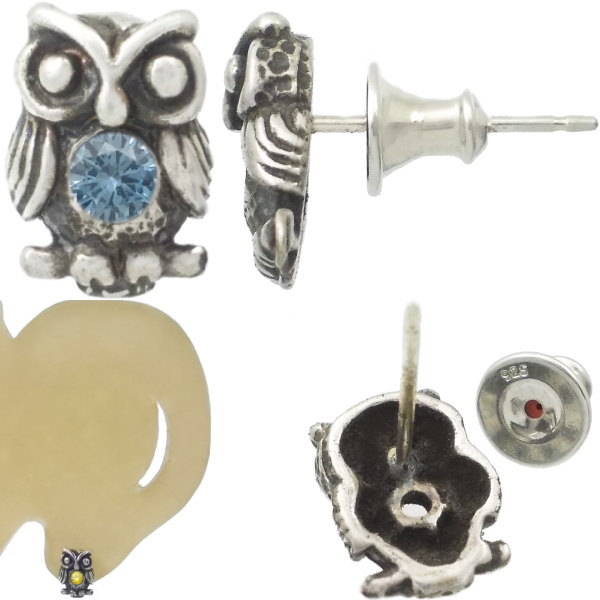 (12月)タンザナイト ふくろう シルバーピアス 誕生石