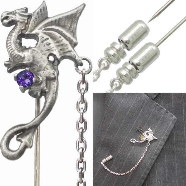 (9月)サファイア ユーロ ドラゴン チェーン シルバーラペルピン 誕生石