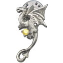 イエロージルコニア ユーロ ドラゴン シルバーピンバッジ ピンズ 金運 開運 誕生石