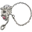 (7月)ルビー ユーロ ドラゴン チェーン シルバーピンバッジ ピンズ 誕生石