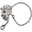 (9月)サファイア ユーロ ドラゴン チェーン シルバーピンバッジ ピンズ 誕生石
