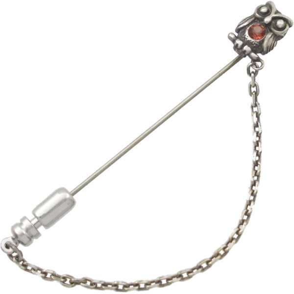 (1月)ガーネット ふくろう チェーン シルバーラペルピン 誕生石