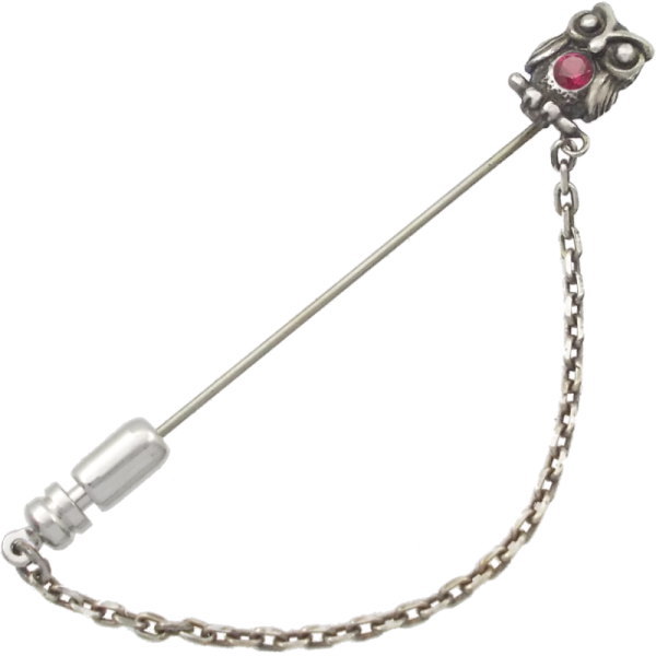 (7月)ルビー ふくろう チェーン シルバーラペルピン 誕生石