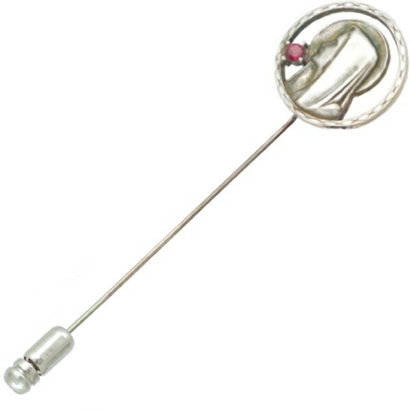 (7月)ルビー ブラック マリア コイン シルバーラペルピン 誕生石