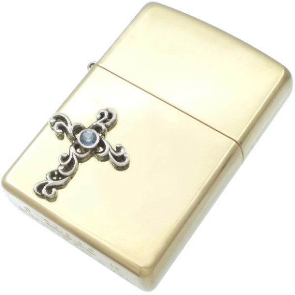 (12月)タンザナイト ブラック アラベスク クロス ブラスジッポ 誕生石