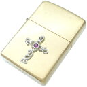 (2月)アメジスト ホワイト アラベスク センター クロス ブラスジッポ 誕生石