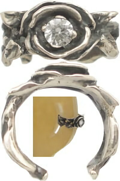 (4月)ジルコニア ローズ シルバーイヤーカフス イヤーカフ 誕生石