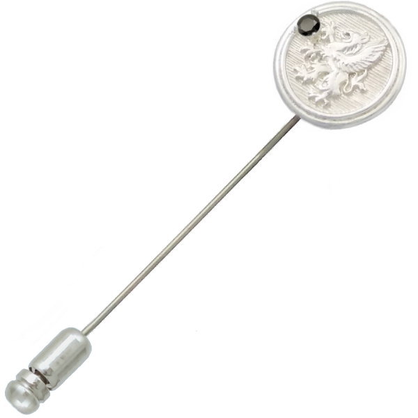 ブラックジルコニア ホワイト グリフォン メダル シルバーラペルピン