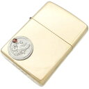 (1月)ガーネット ホワイト グリフォン メダル ブラスジッポ 誕生石