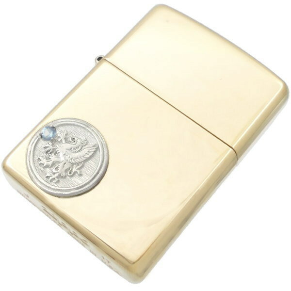 (12月)タンザナイト ホワイト グリフォン メダル ブラスジッポ 誕生石