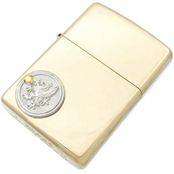 イエロージルコニア ホワイト グリフォン メダル ブラスジッポ 金運 開運 誕生石