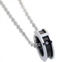 Rakuten - ブラックセパレートリングCZステンレス ペンダント ネックレス Stainless