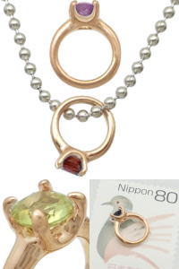 タイプA誕生石ベビーリングピンクステンレス ペンダント ネックレス Stainless