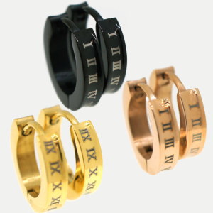 ブラックニューローマステンレス ピアス (ペア) Stainless