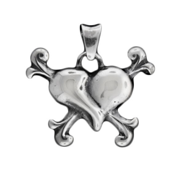 トラヴィスワーカー(TRAVIS WALKER)*ハート&クロスボーンズ シルバーペンダントチャーム