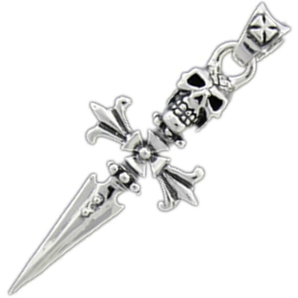 トラヴィスワーカー(TRAVIS WALKER)* スカル クロス ダガー ウィズ クロスベイル シルバーペンダントトップ