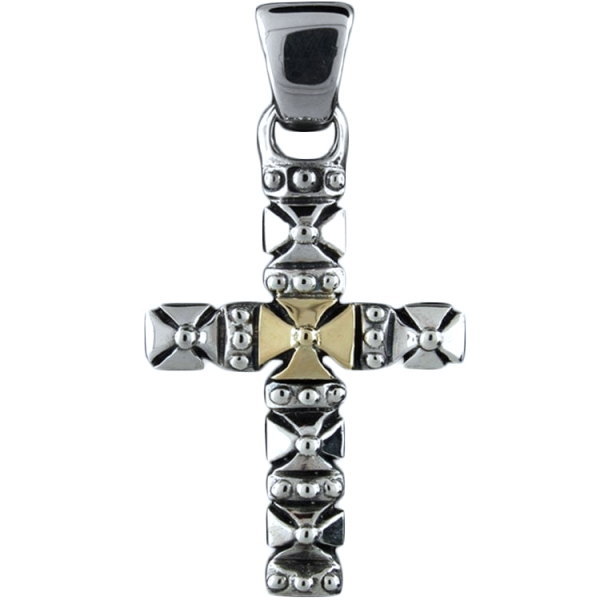 ■TRAVIS WALKER/トラヴィスワーカー【ペンダント、ネックレス】 └【タイプ】シルバー925 ゴシック、スカル骸骨ドクロ、龍ドラゴン竜、クロス十字架、幸運【素材:シルバー】 ［要確認］在庫確認約1週間、米国オーダー納期約3ヶ月、国内在庫がある場合のみ1-2週間(在庫、詳細納期は要問合せ) 付属品 : ブランドポーチ、ギャランティ 【ご確認ください/こちらの商品は代引き決済不可となります。】 ★FORMEE CROSS PENDANT WITH BRASS。 (高さ50mm幅25mm、チェーン別)