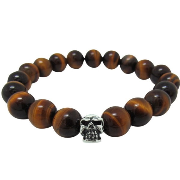 トラヴィスワーカー(TRAVIS WALKER)* 10mm イエロータイガーアイチョンプススカルブレスレット