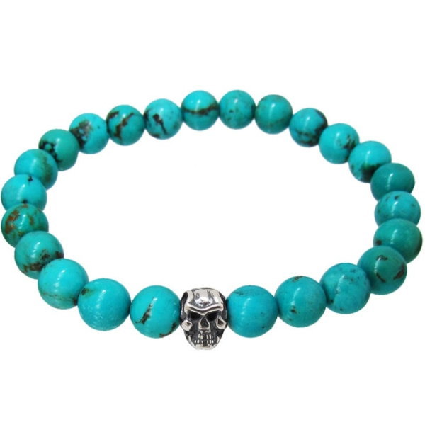 トラヴィスワーカー(TRAVIS WALKER)* 8mm ミディアム ターコイズ リルジースカルブレスレット
