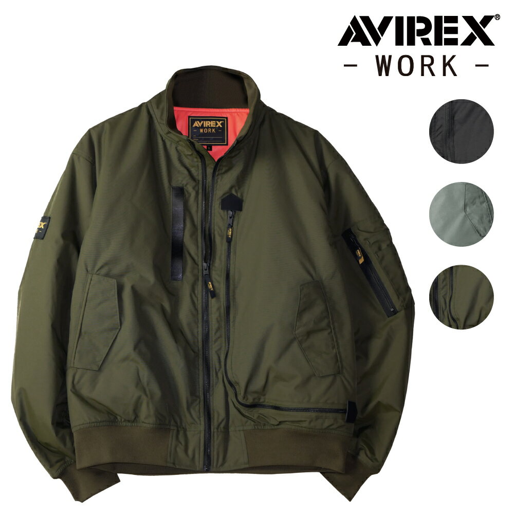 樂天商城 - AVIREX WORK アビレックスワーク フライト防寒ジャケット AV501 クロダルマ メンズ 秋冬 防寒 中綿 多ポケット スチールグレー M-4L