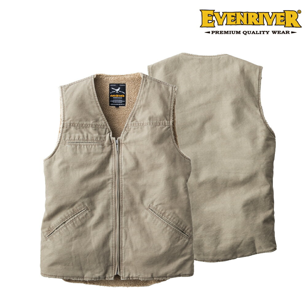 Rakuten - EVEN RIVER R605 コットン裏ボアベスト メンズ 綿100% ベージュ M?5L 綿100%×裏ボアで暖かい防寒ベスト イーブンリバー 【2026秋冬新商品】