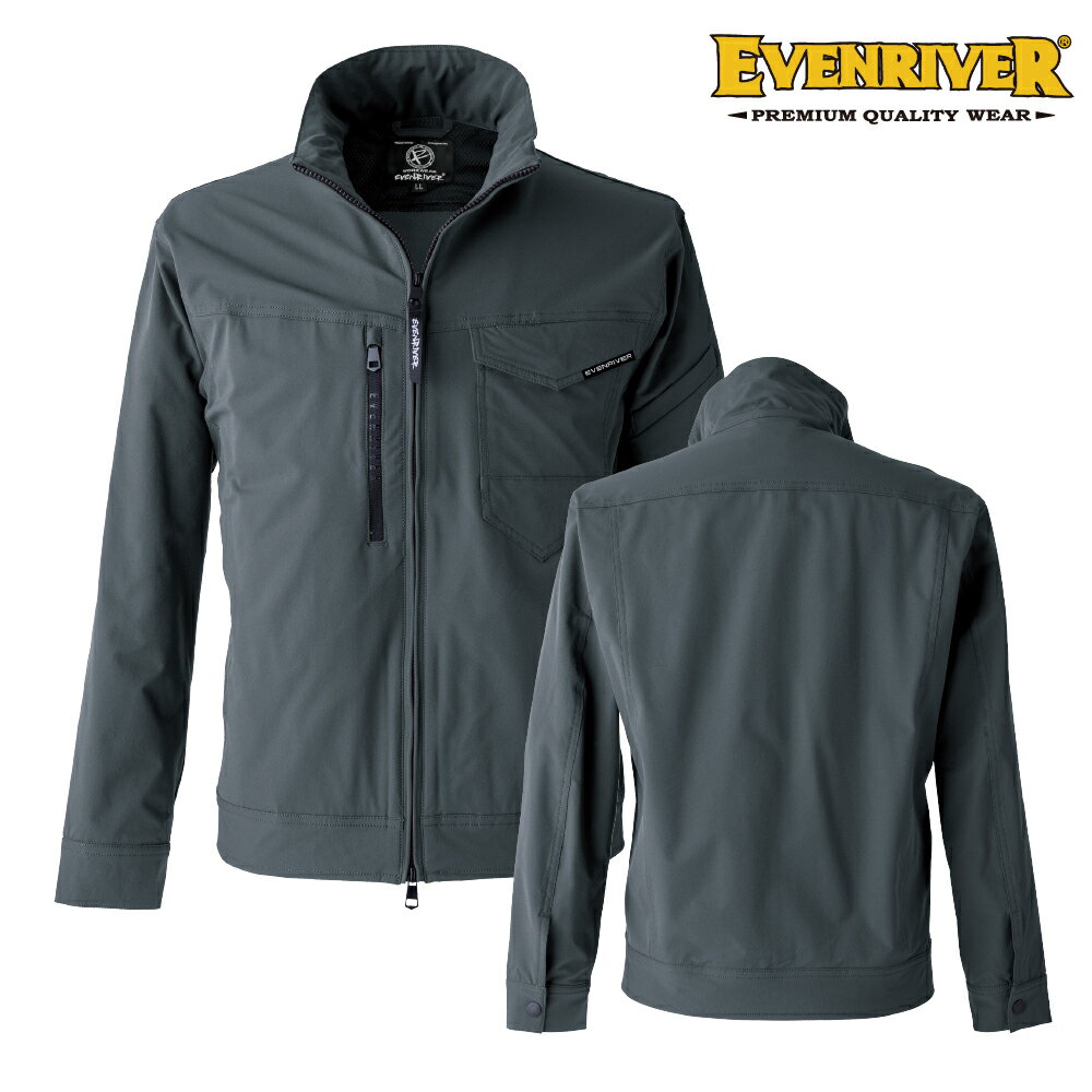ポイント3倍！ EVEN RIVER SR8007 フレックエアージャケット ユニセックス ポリエステル100% ダークグレー S?5L 軽量ストレッチで快適..