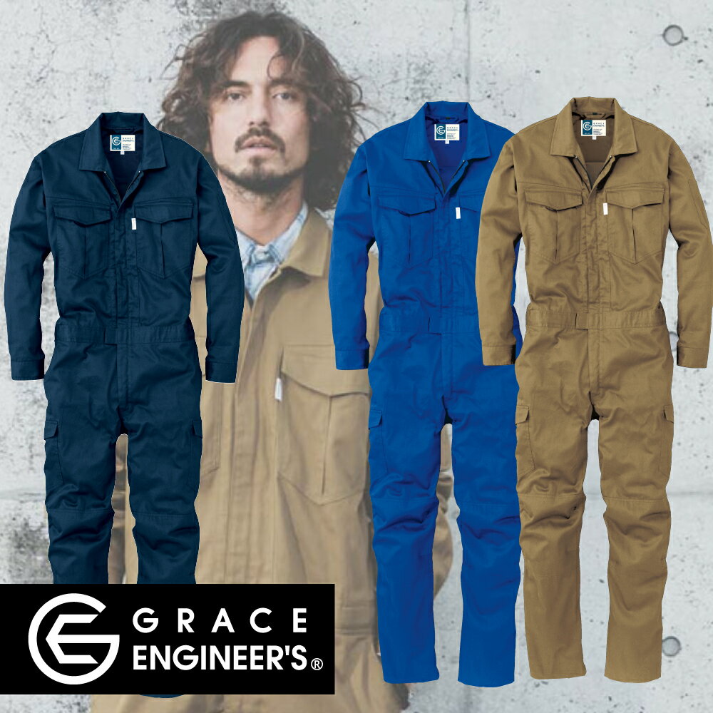 樂天商城 - GRACE ENGINEER'S ge-227 長袖ツナギ・つなぎ メンズ・レディース 綿100% ヒッコリー 黒ヒッコリー S-5L