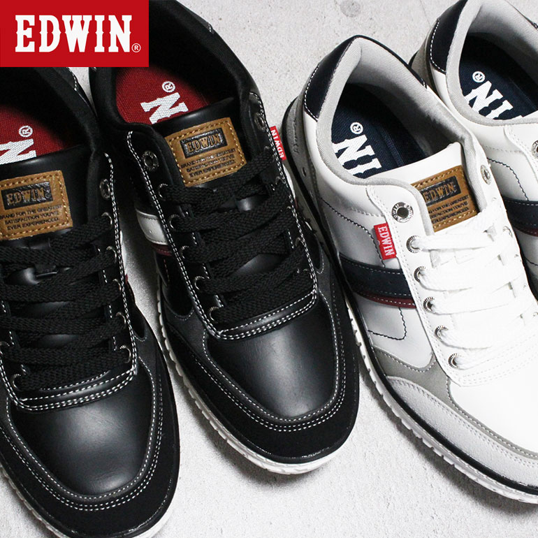 エドウィン EDWIN スニーカー EDW7765 ホワイト/ネイビー・ブラック 25cm〜28cm メンズ ローカットスニーカー カジュアルシューズ 靴 紐靴 運動靴 軽量 ゆったり 幅広 疲れにくい 歩きやすい 履きやすい おしゃれ 通勤 通学