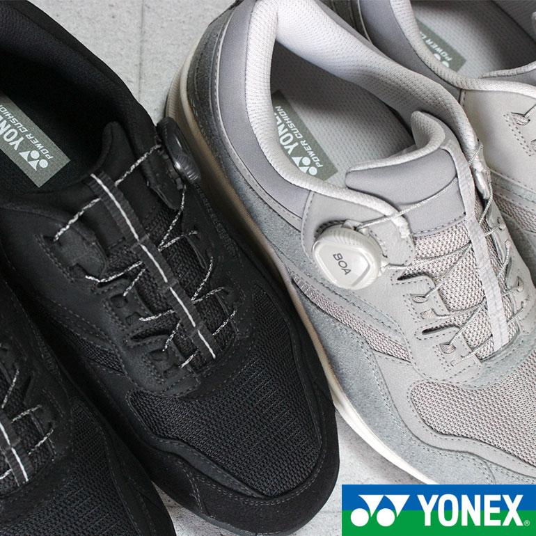 ヨネックス YONEX パワークッション ウォーキングシューズ SHWMC114 ブラック・グレー 25cm〜28cm メンズ ウォーキングシューズ スニーカー 紐靴 3.5E ダイヤル式 Boa SHW-MC114