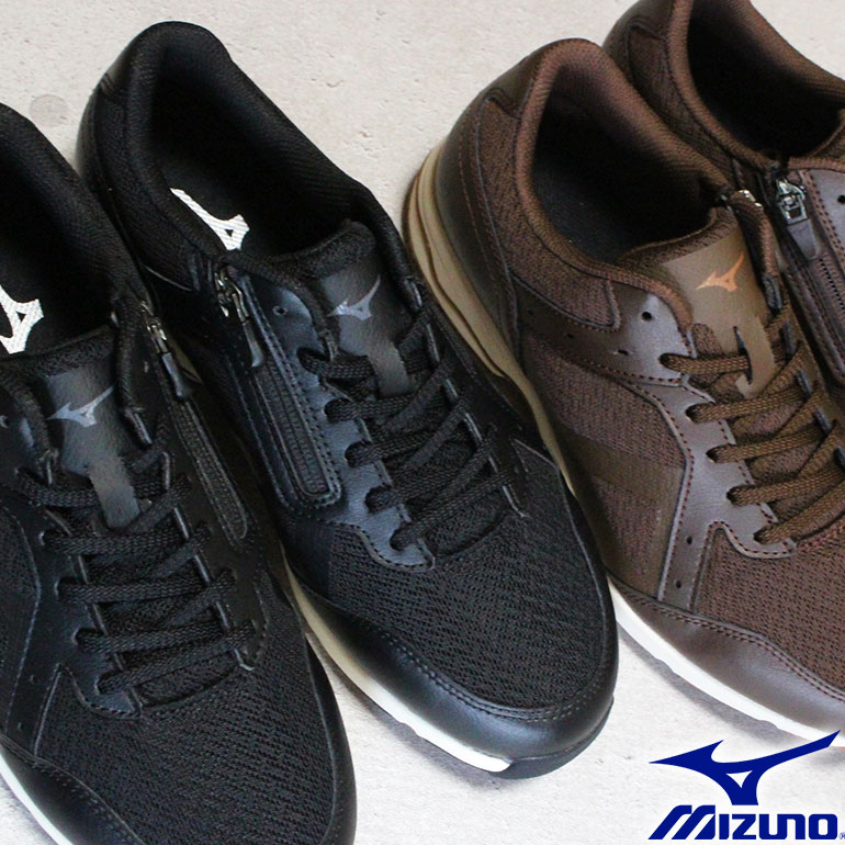 ミズノ MIZUNO ウォーキングシューズ B1GC2500 B1GC2502 LD アラウンド 4 SW（スーパーワイド） ブラック ブラウン 25cm〜27.5cm メンズ ローカット 紐靴 運動靴 サイドファスナー 4E相当 幅広 LD AROUND 4 SW