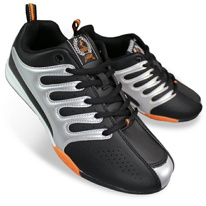 ラーキンス LARKINS 6155 黒 ブラック メンズ ローカットスニーカー カジュアルシューズ 運動靴 合成皮革 訳あり特価 24.5cm 25cmのみ