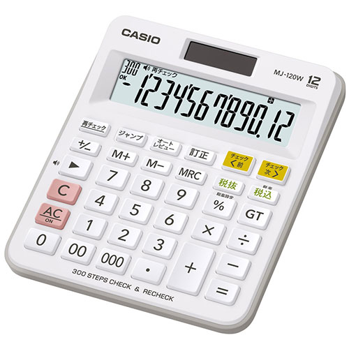 【P2倍】カシオ計算機 CASIO チェック検算電卓 ミニジャストタイプ12桁 MJ-120W-N