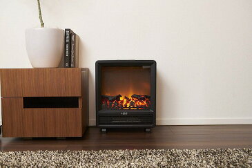 新品 山善 暖炉型ヒーター 疑似炎 アンティーク レトロ コンパクト ブラック YDH-J10 セラミックヒーター