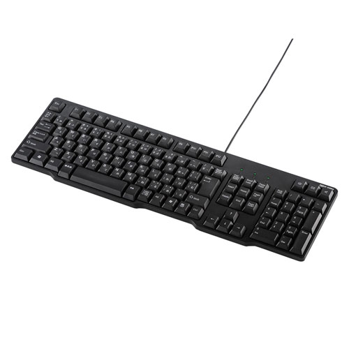 標準日本語配列のスタンダードPS/2キーボード●印字耐久のあるレーザー印刷 ●しっかりとした深い押し心地のメンブレン方式。 ●インターネット・メールソフト・消音が一発で使える便利な機能付。 ●余分なスペースを排除した、コンパクトデザイン。 ●矢印キーの位置を少しずらし押しやすいデザイン。 ●良く使うスペースキーを大型化。 ●液体がこぼれた時にキーボード裏面から排水できる機能付き。(防水・防滴仕様ではありません)■キー数:112キー ■キー配列:日本語 ■インターフェース:PS/2キーボードインターフェース準拠 ■コネクタ形状:ミニDIN6pinオス ■キースイッチ:メンブレン ■キーピッチ :19mm ■キーストローク:2.4±0.1mm ■動作力:65±5g ■USBハブ:なし ■印刷方式:レーザー印刷 ■ケーブル長:1.4m ■消費電流:100mA以下 ■セット内容:取扱説明書 ■対応機種:各社Windows搭載(DOS/V)パソコン ※ただし、PS/2キーボードポートを持ち、本体メーカーがPS/2ポートの動作を保証している機種。 ■対応OS Windows:10, 8.1, 8, 7 ■接続方式:有線 ■テンキー:あり ■静音:なし ■アイソレーション:なし ■タッチパッド:なし ■スリムタイプ:標準 ■キーボードサイズ:スタンダート ■角度調節:あり