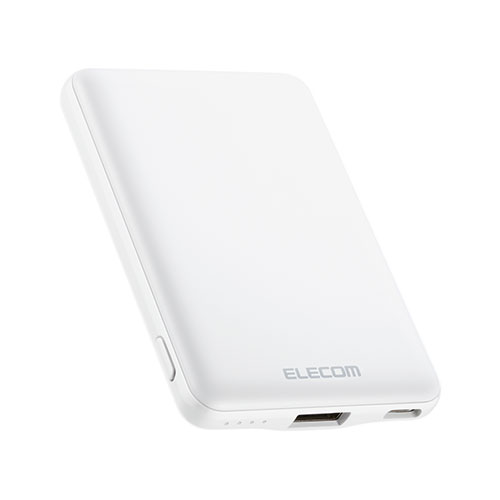 【最大2,000円OFF！5/15 0時～5/16 2時】 【P2倍】 エレコム 薄型コンパクトモバイルバッテリー(5000mAh/2.4A/Cx1+Ax1) DE-C37-5000WH