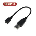 変換名人 10個セット USBケーブル20 A(オス) to mini(メス) USBAA/M5B20X10(2)