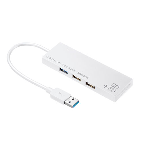 【5個セット】 サンワサプライ USB3.1+2.0コンボハブ カードリーダー付き ホワイト USB-3HC316WNX5 【5個セット】 サンワサプライ USB3.1+2.0コンボハブ カードリーダー付き ホワイト USB-3HC316WNX5