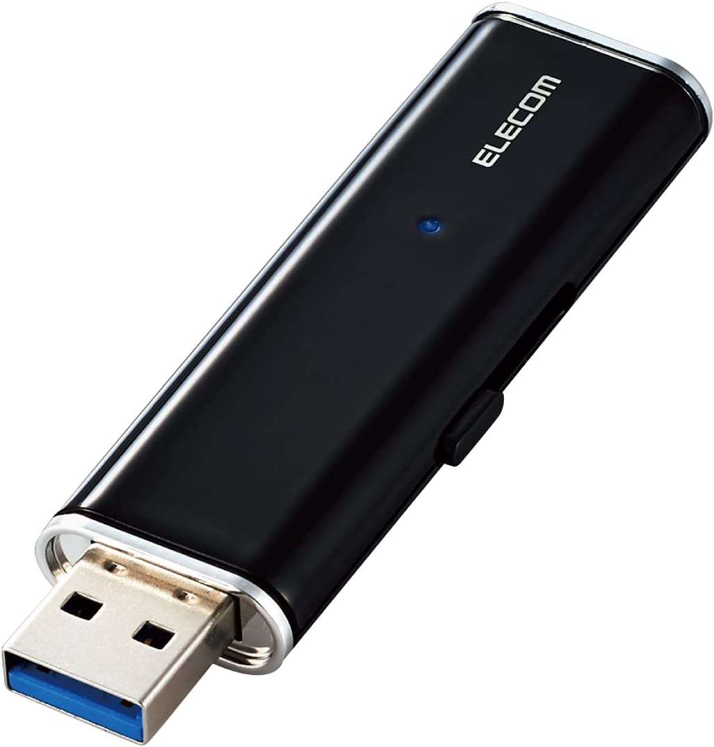 エレコム 外付けSSD ポータブル 128GB USB3.2 Gen1 対応 超小型 ブラック データ復旧サービスLite付 ESD-EMN0128GBKR