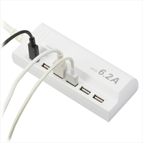 オーム電機 オーム OHM USB_ACチャージャー TypeA×5＋TypeC 1．5m 00−1229 USBチャージャー タイプC 6．2A 充電